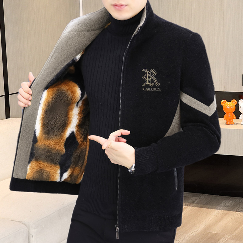 冬季加绒加厚呢子外套男2025新款立领毛呢夹克休闲保暖短款百搭