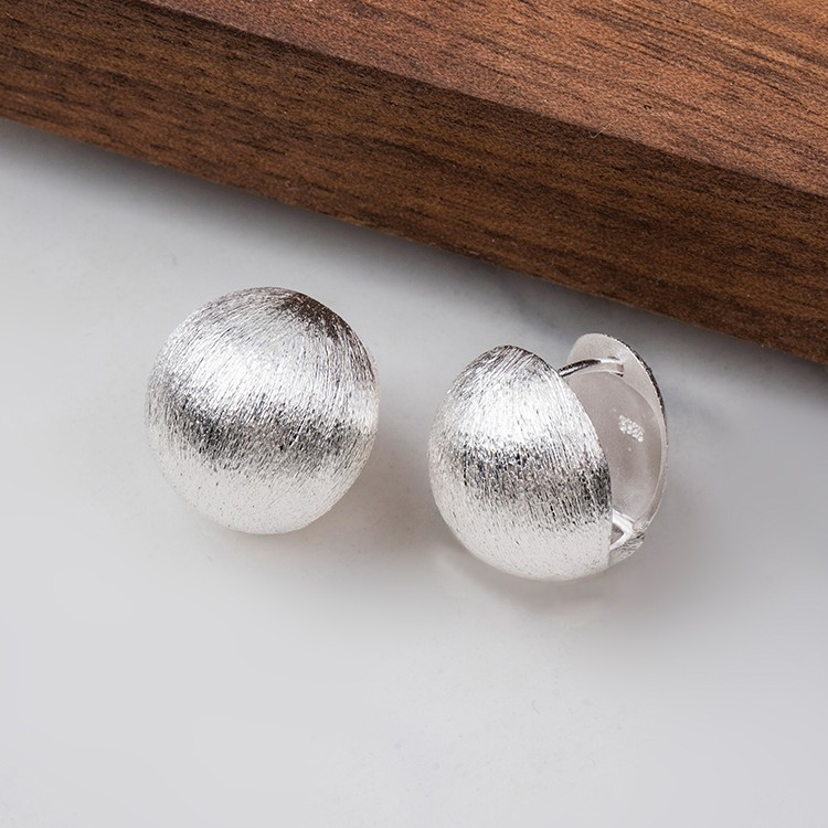 925银耳饰 拉丝猫眼气质港风百搭冷淡风小众耳环手工高级感轻奢