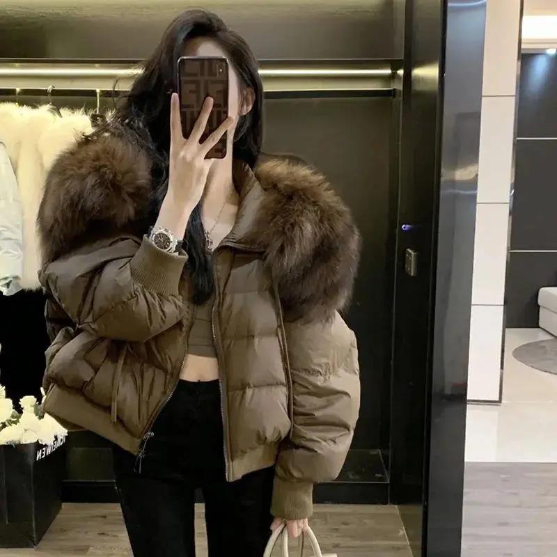 雅鹿卸大貉子毛领羽绒服女2023冬季新款小个子短款貉子毛加厚外套