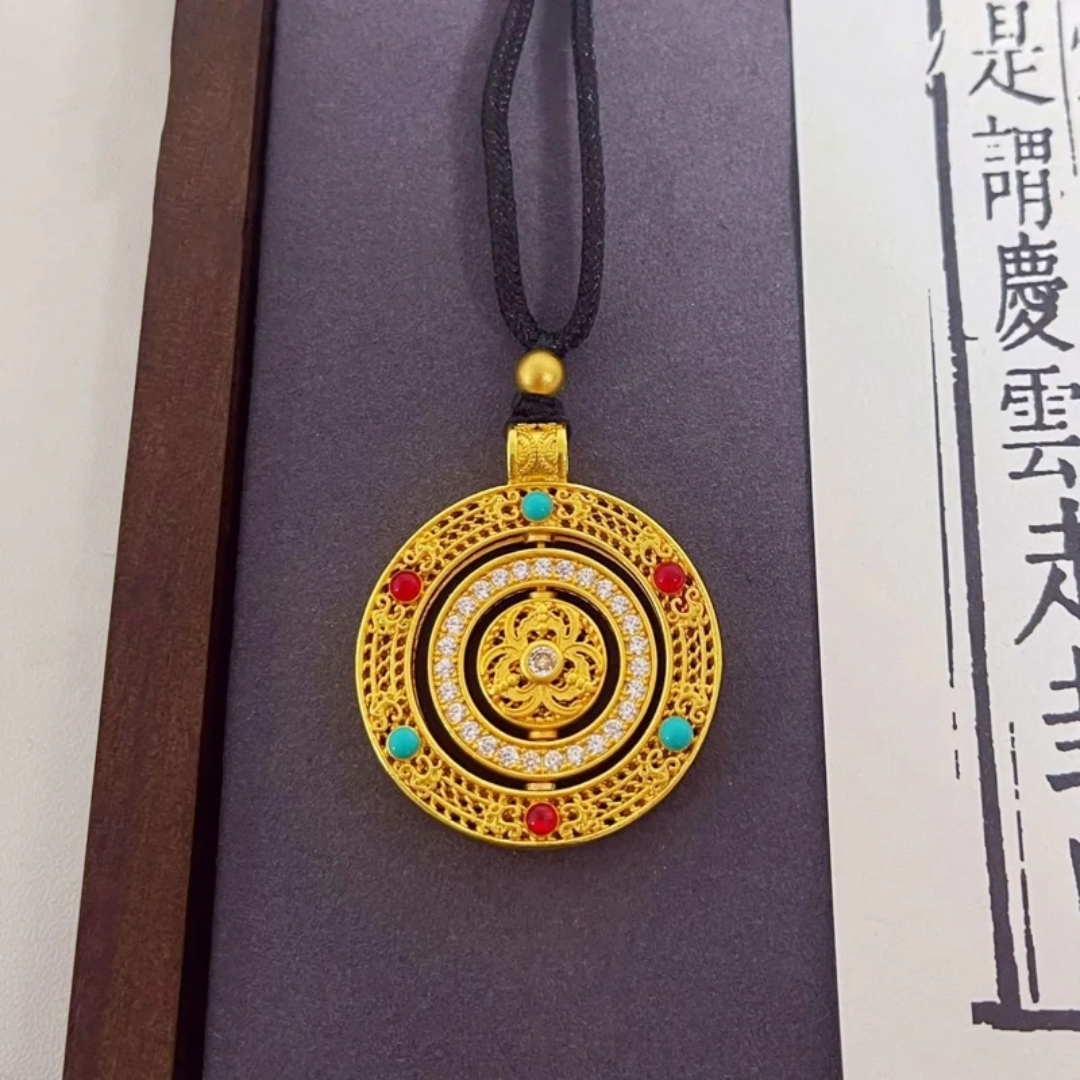 铜合金布艺吊坠 新款古法传承洪福代代手工编织绳款项链毛衣链