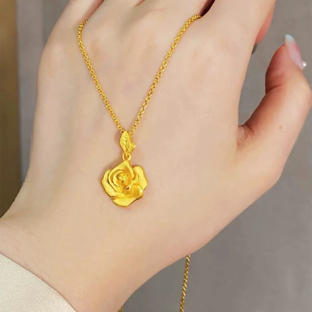 合金吊坠 【线下同款】玫瑰花小吊坠项链精致百搭