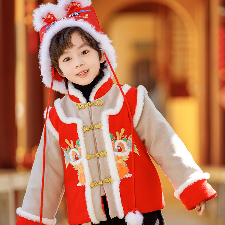 拜年服男童汉服2024秋冬过年喜庆衣服儿童唐装国风宝宝新年装冬款