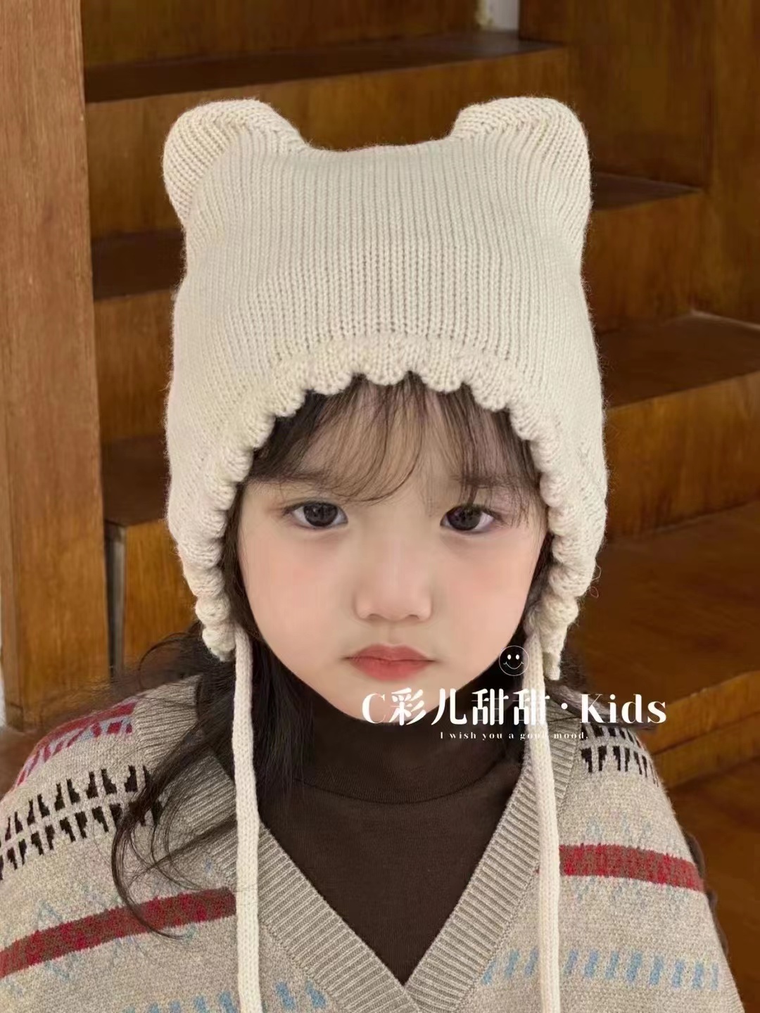 韩系针织保暖秋冬加厚毛绒韩版儿童帽