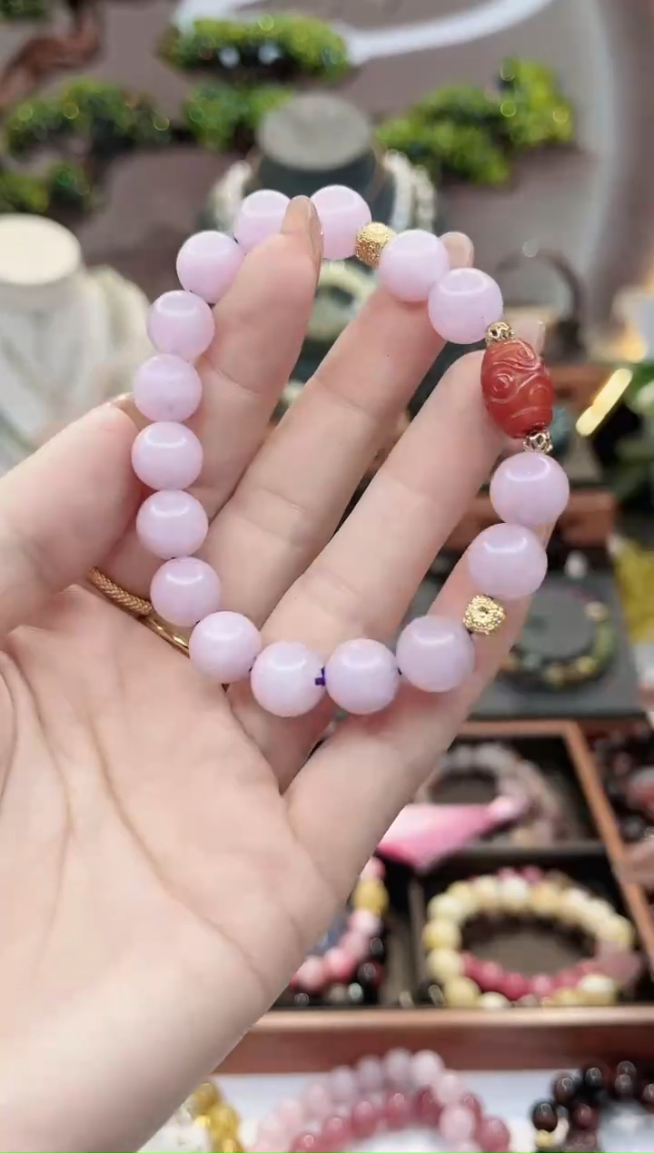 【闪购商品】锂辉石手串未镶嵌紫锂辉南红手串6