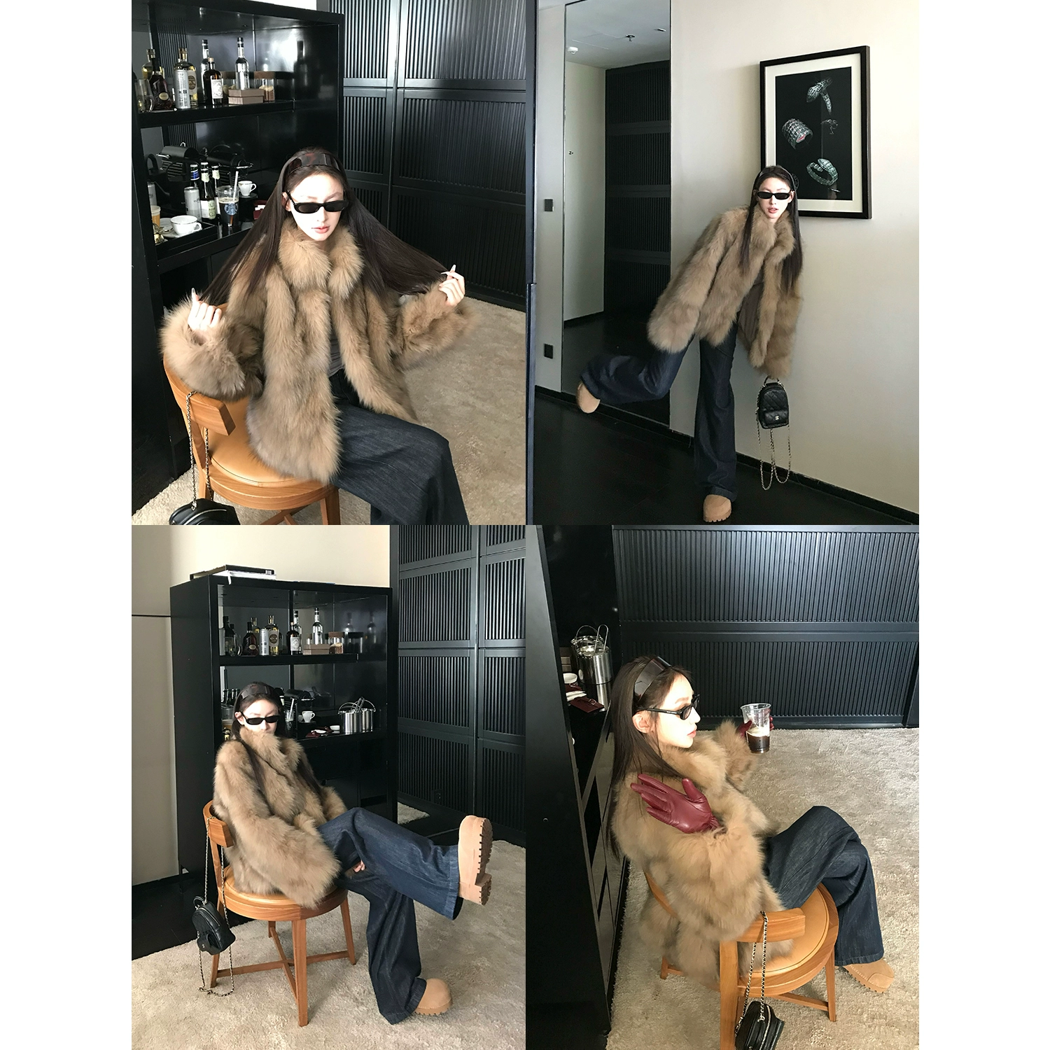 【基础好穿】"富家千金"芬兰进口SAGA整皮狐狸毛霜色晕染皮草外套