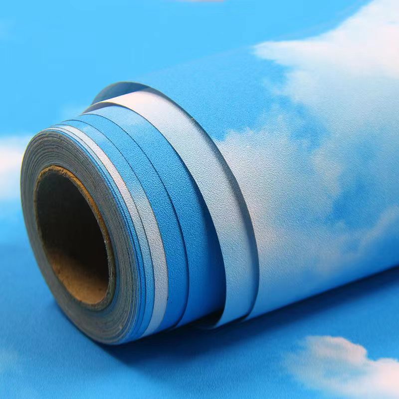 蓝天白云房顶贴纸背影墙自粘墙纸家具翻新自粘贴防水防油5米一卷