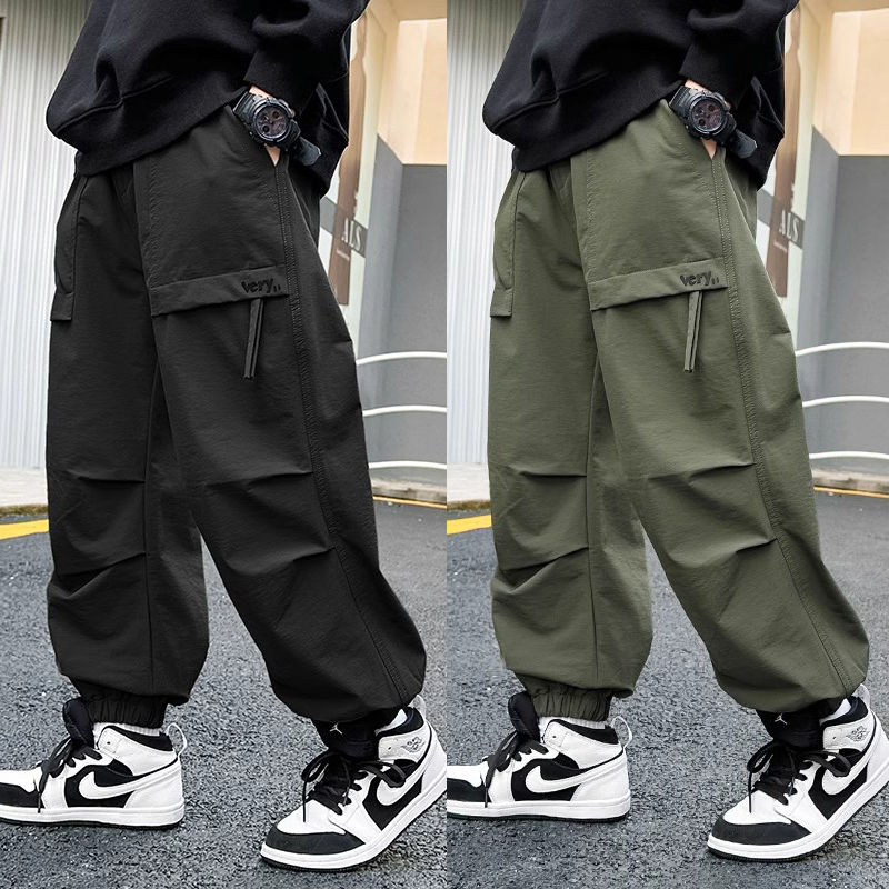 新品巴啦拉巴儿童装男童一体绒加绒裤子秋冬款中大童冬季工装裤帅