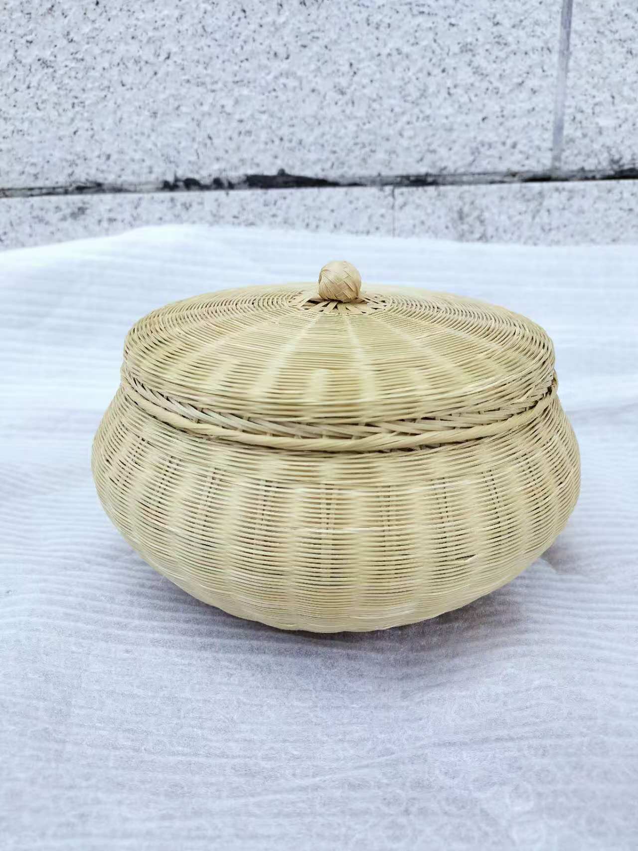 分分纯手工竹编家用鸡蛋筐围棋盒针线盒子带盖子