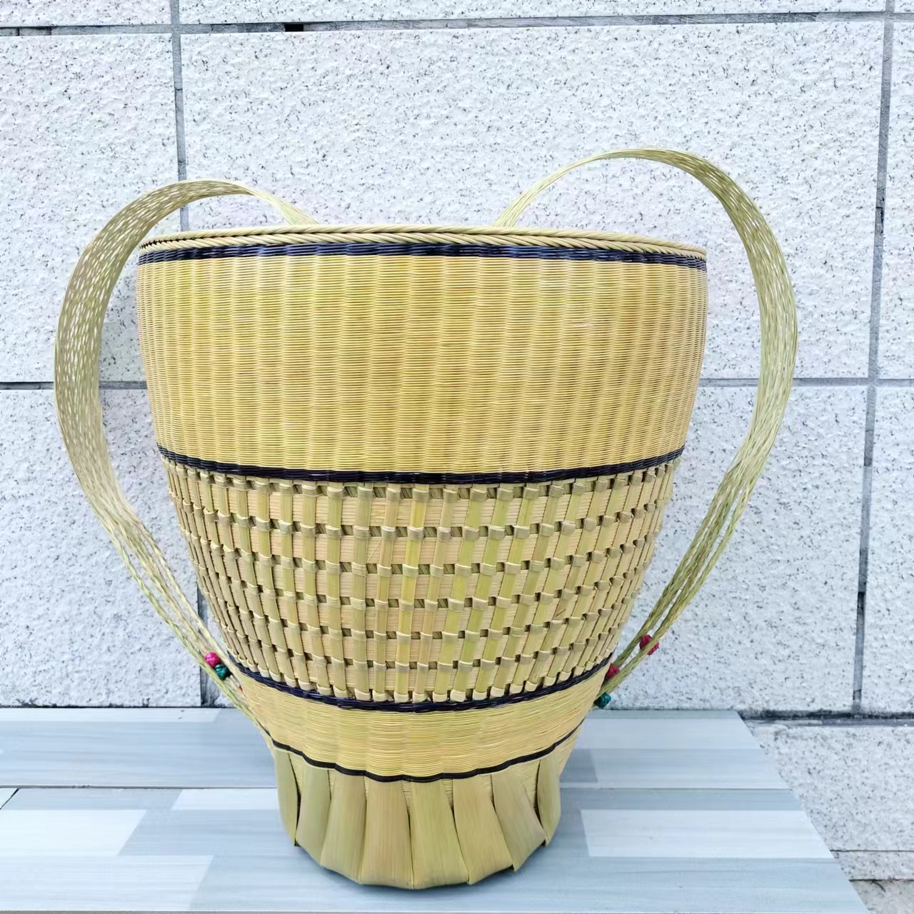 竹编背篓（背篓口径37厘米，高41厘米）纯手工精编精品细背篓传承