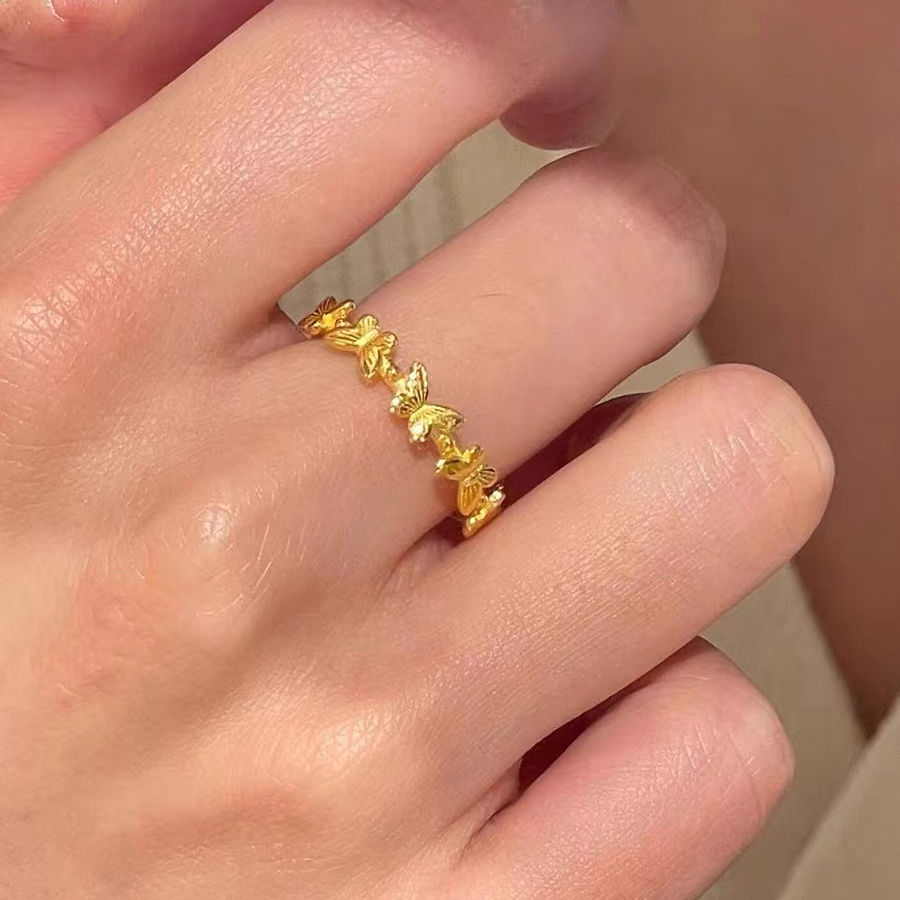 铜合金戒指 6061  小蝴蝶开口戒指