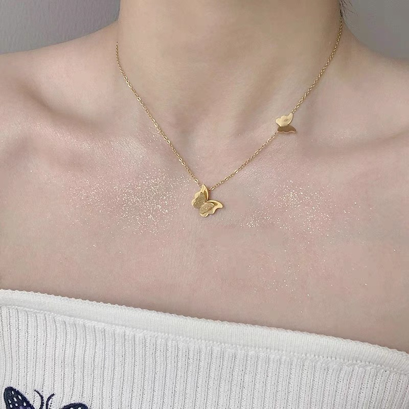 钛钢项链 6058 轻奢蝴蝶项链 约40+5cm