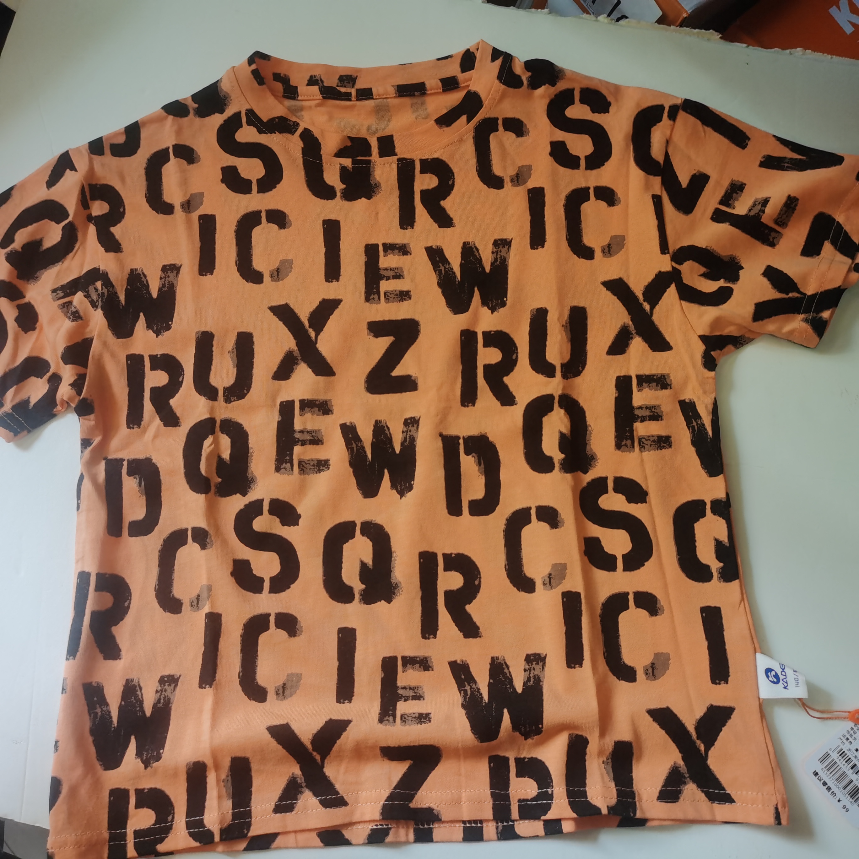 卡丁品牌儿童女童体恤纯棉休闲圆领咖色时尚上衣夏季大童童装小童