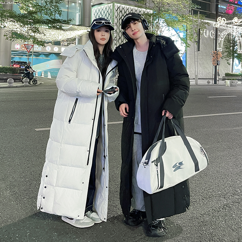 时尚情侣超长款脚踝羽绒服加厚运动时尚外套