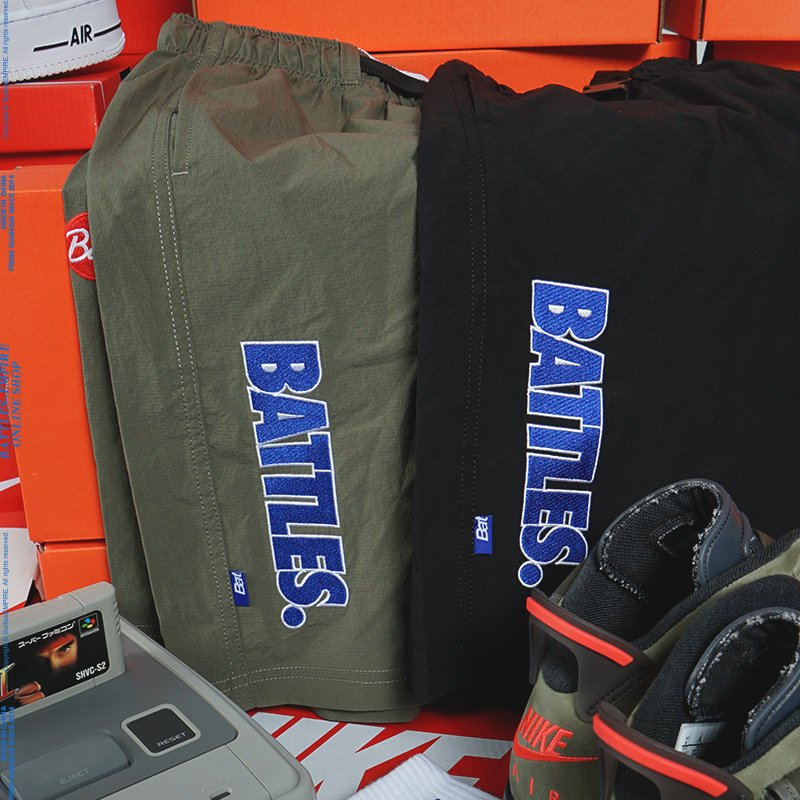 Battles 夏季新品街头国潮基础刺绣速干工装休闲短裤男宽松五分裤