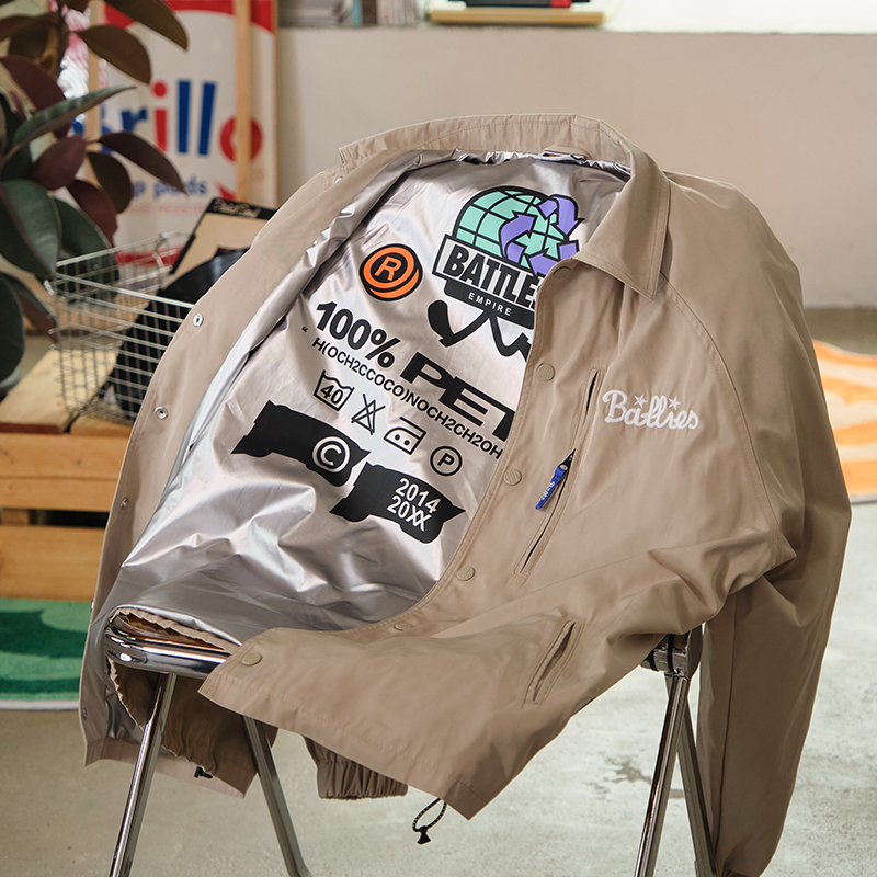 Battles美式刺绣防风锁温印花教练夹克多袋机能宽松休闲外套复古