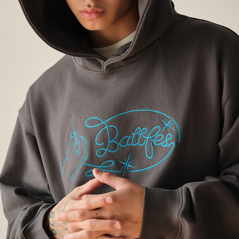 Battles锁链绣2.0基础logo美式重磅420g抓绒连帽卫衣多色宽松帽衫