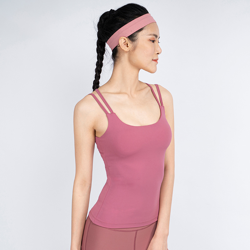专业瑜伽背心女上衣带胸垫高端时尚速干运动吊带普拉提训练服