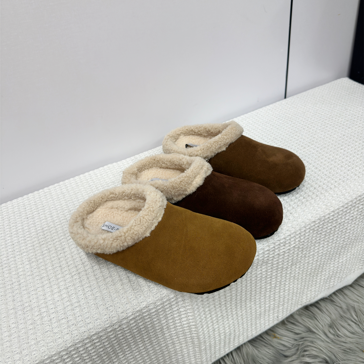 2024秋冬新款厚底保暖勃肯棉鞋韩版磨砂反绒百搭包头半拖鞋女防滑