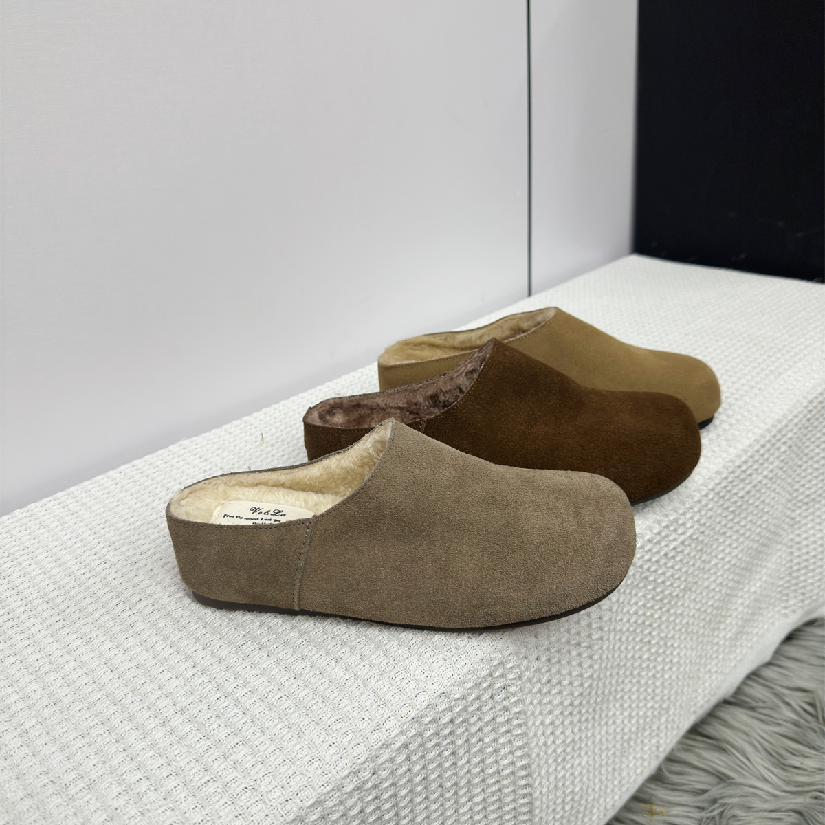 牛皮版！内增高厚底勃肯鞋女秋冬新款复古丑萌加绒棉鞋包头半拖鞋