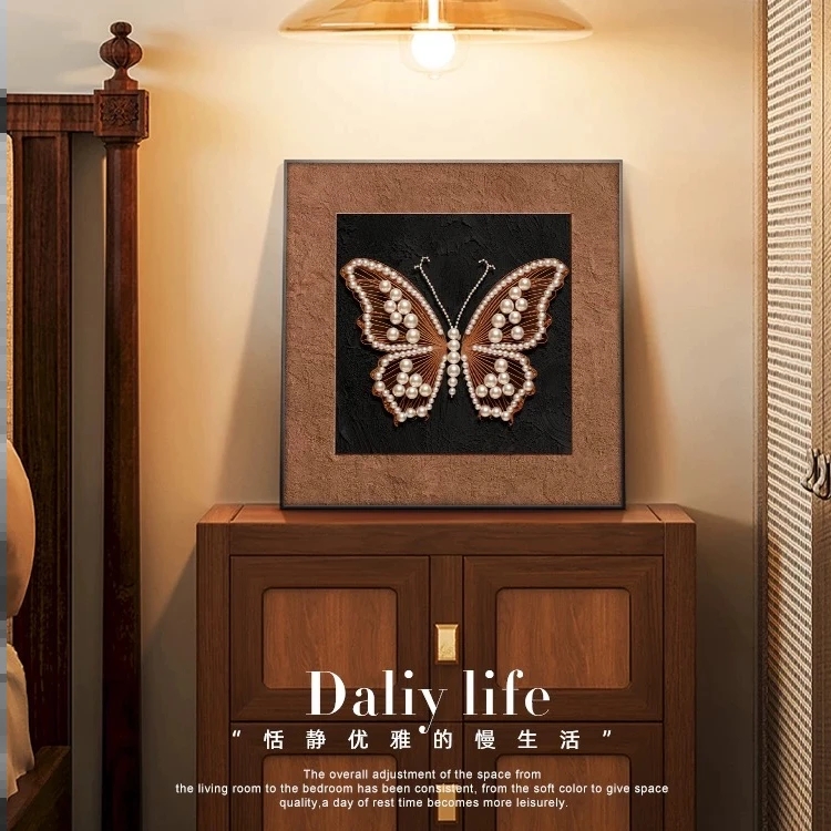 法式中古风卧室装饰画蝴蝶餐厅复古桌面摆画高级感FZ10181