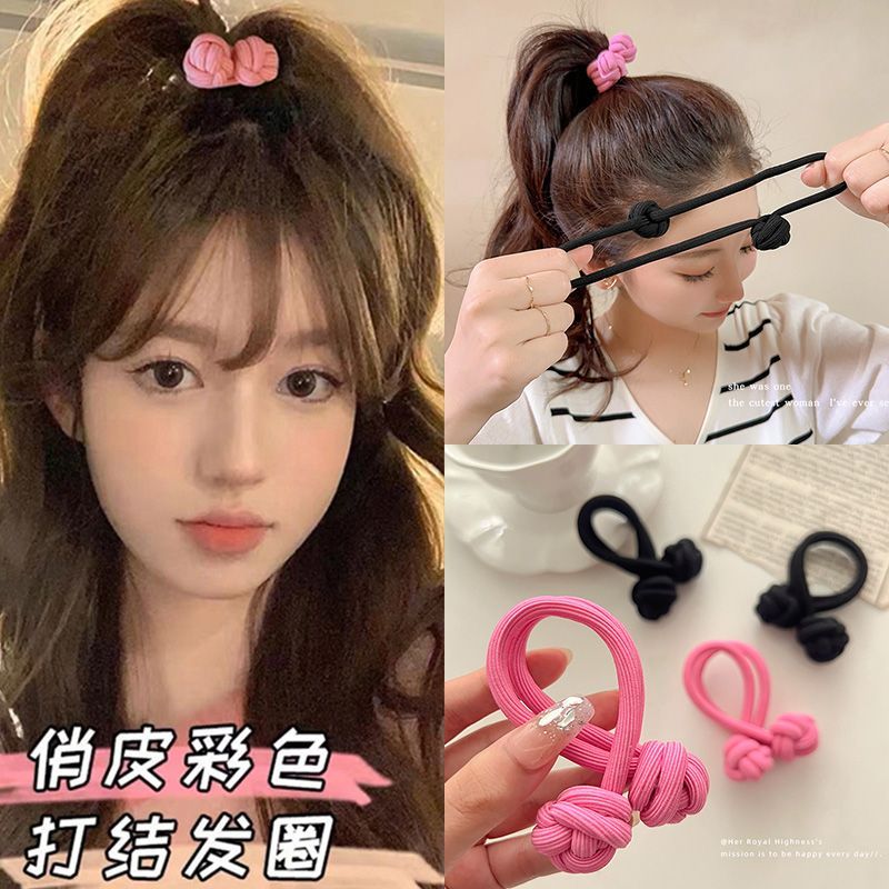皮筋女纽扣头绳女生2023新款高端发圈皮筋高马尾发绳成人皮套发饰