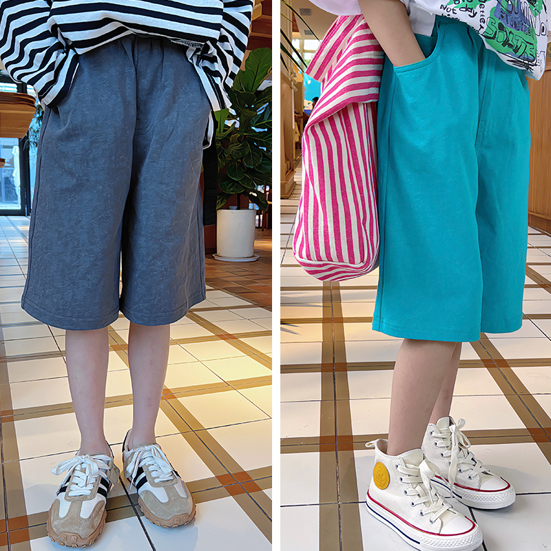 MIKA 2024夏季新品中大男女童中性宽松中裤休闲裤五分裤