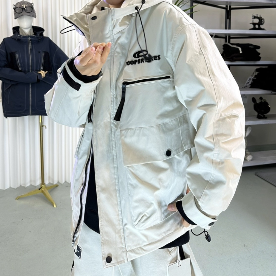 连帽夹克情侣外套秋冬工装冲锋衣二棉服男士宽松休闲