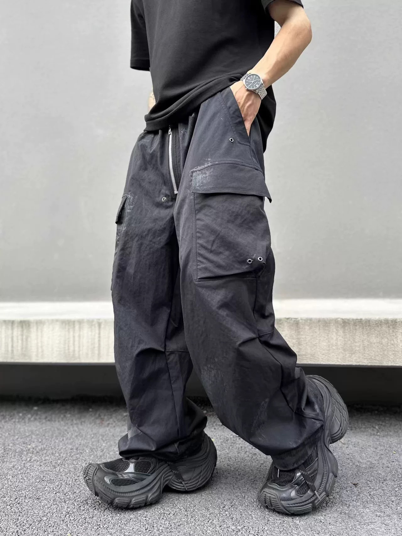 男士工装裤春秋新款复古高街多口袋宽松休闲长裤