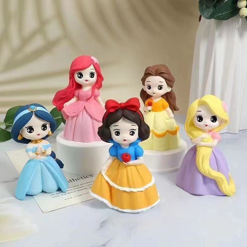 儿童diy手工彩绘涂鸦迪士尼白雪艾莎公主白胚石膏立体娃娃涂色