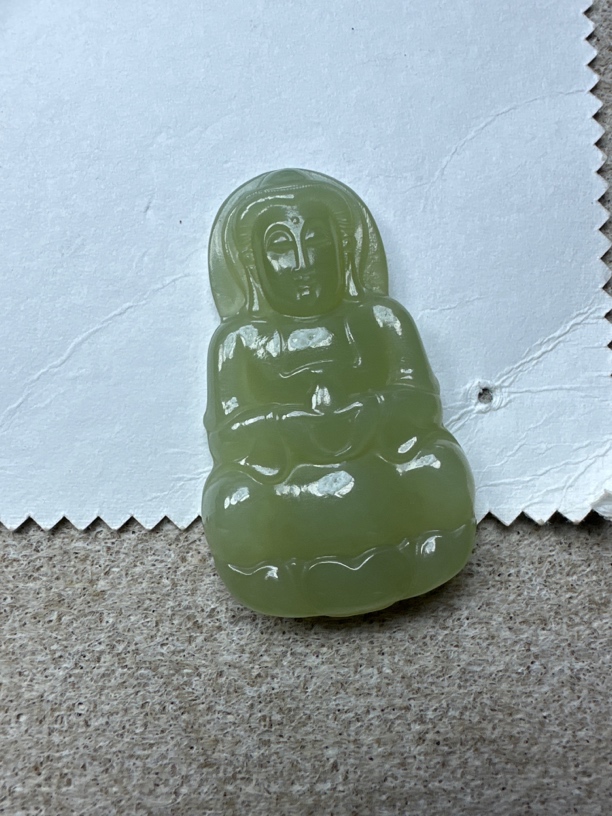 天然和田玉观音吊坠