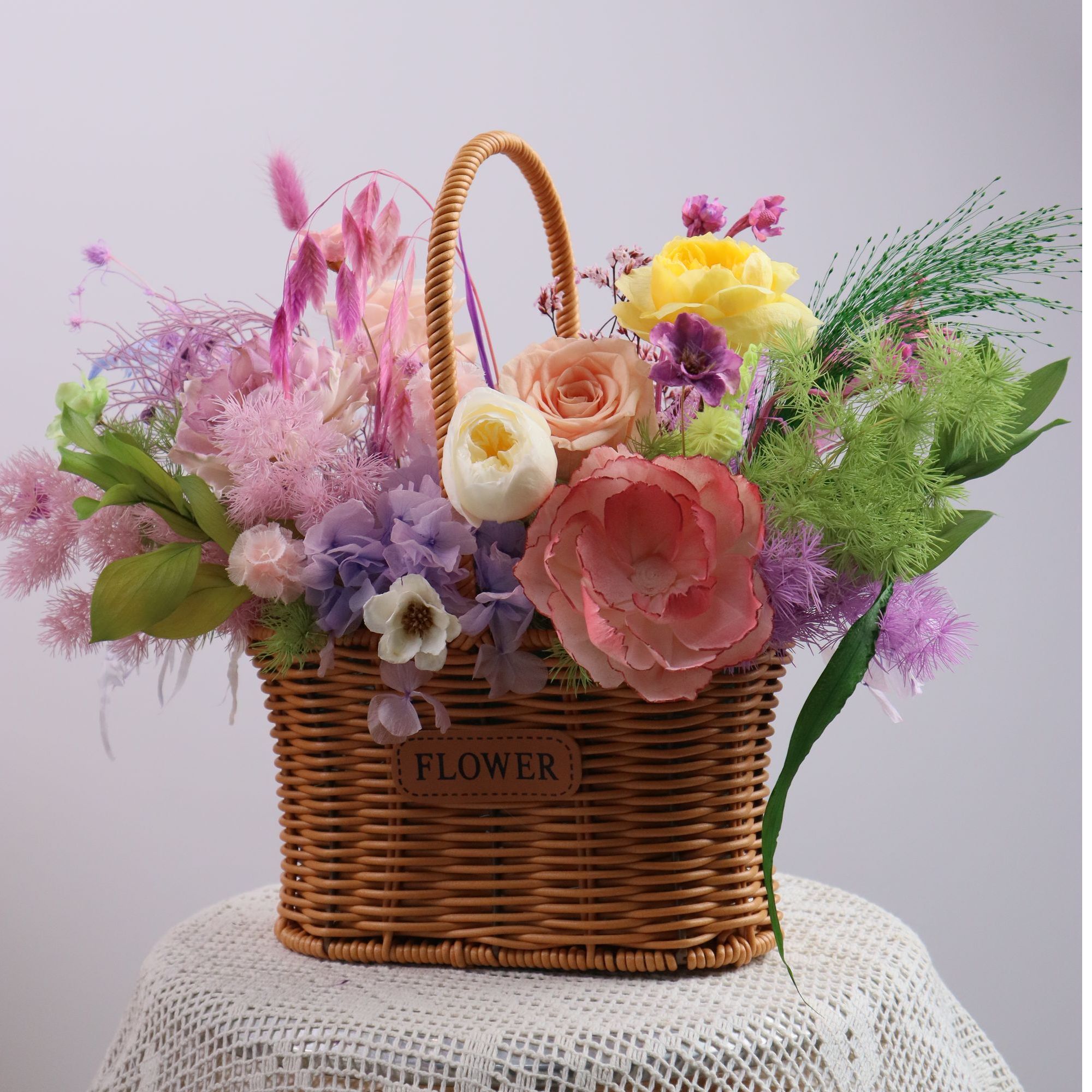 藤编手提花篮结婚伴手礼月子鸡蛋花艺插花手工编织