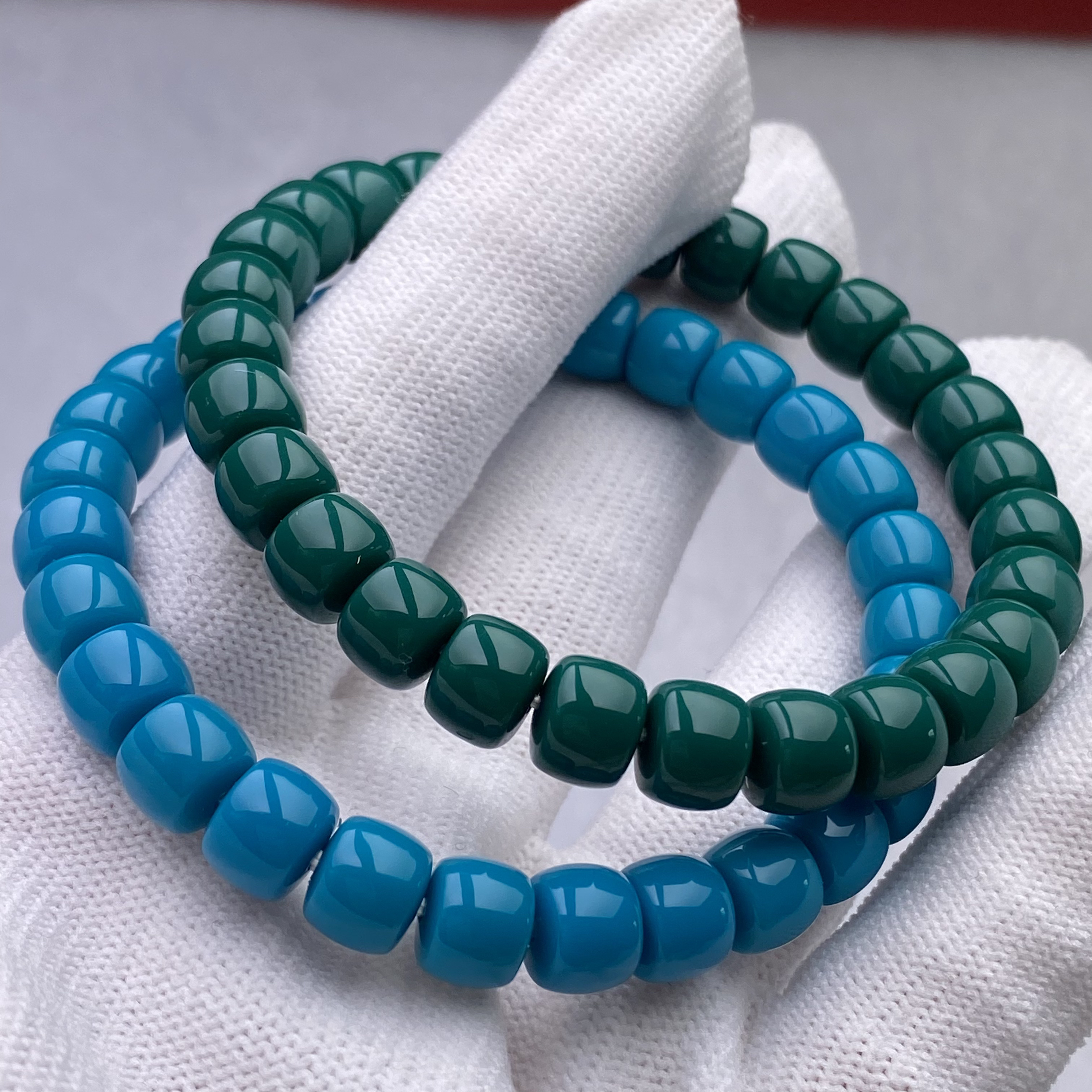 地狱色直切老型手串8mm百搭文玩配饰平替绿色蓝色素圈琉璃单圈