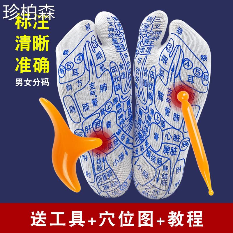 穴位袜子足疗脚底养生按摩袜子足底反射区经络图点穴棒锥男女家用