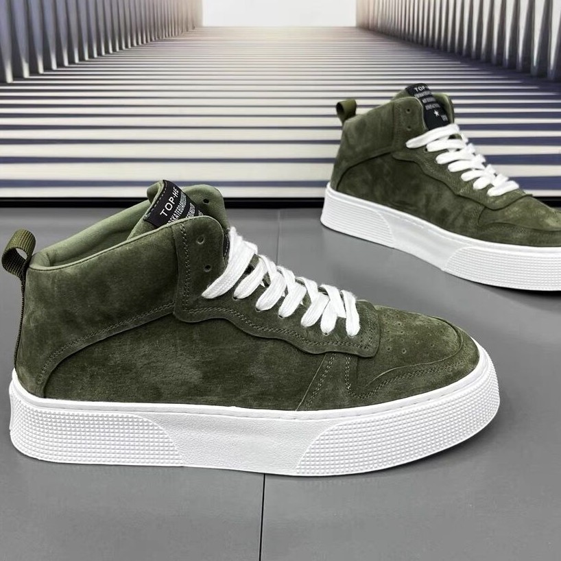 高帮男鞋2023年秋季新款磨砂皮板鞋潮流百搭休闲鞋子男运动鞋