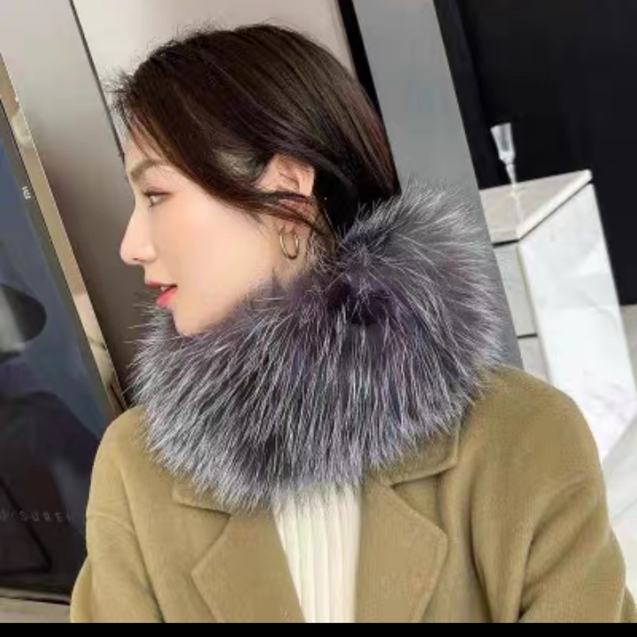 狐狸毛编织围脖，发带，保暖加厚款女士冬季