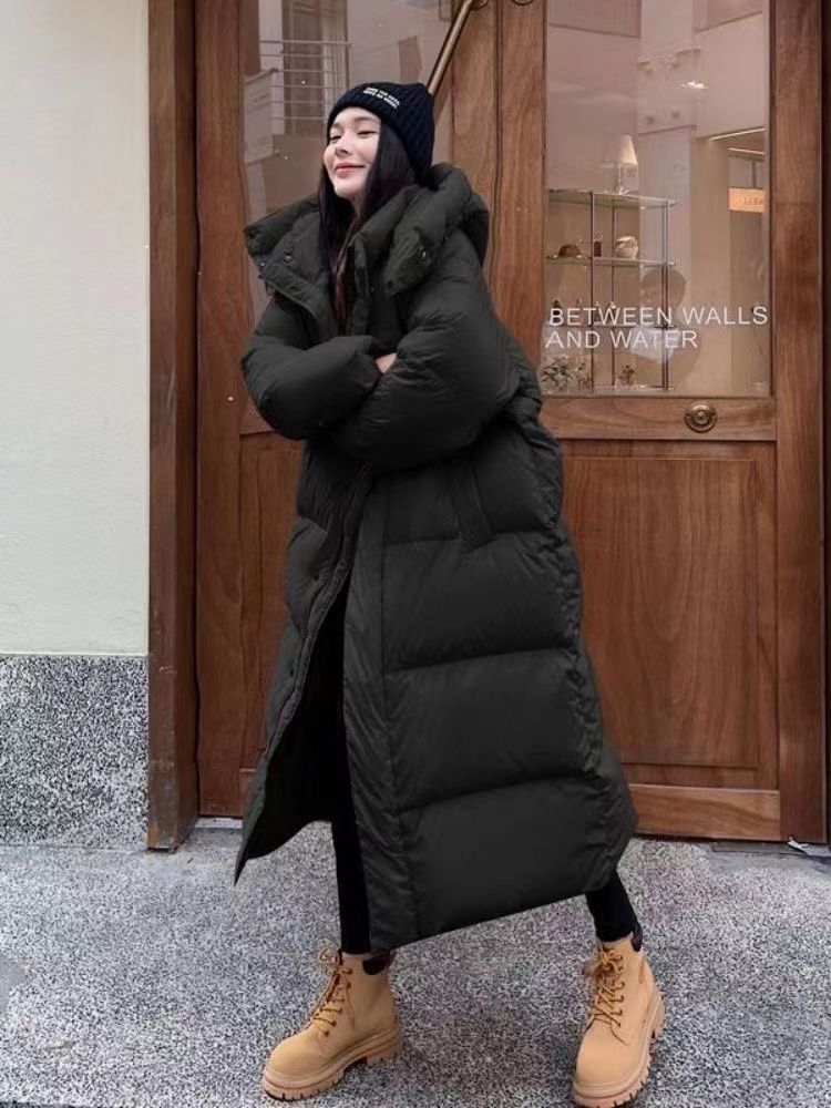 艾菜羽绒服新款爆款正品过膝羽绒美拉德外套长款运动户外秋冬款