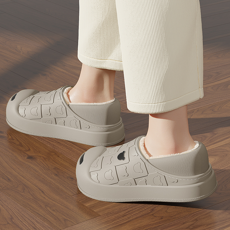 包跟棉拖鞋男款冬季外穿防水防滑厚底加绒不臭脚室内居家棉鞋男士