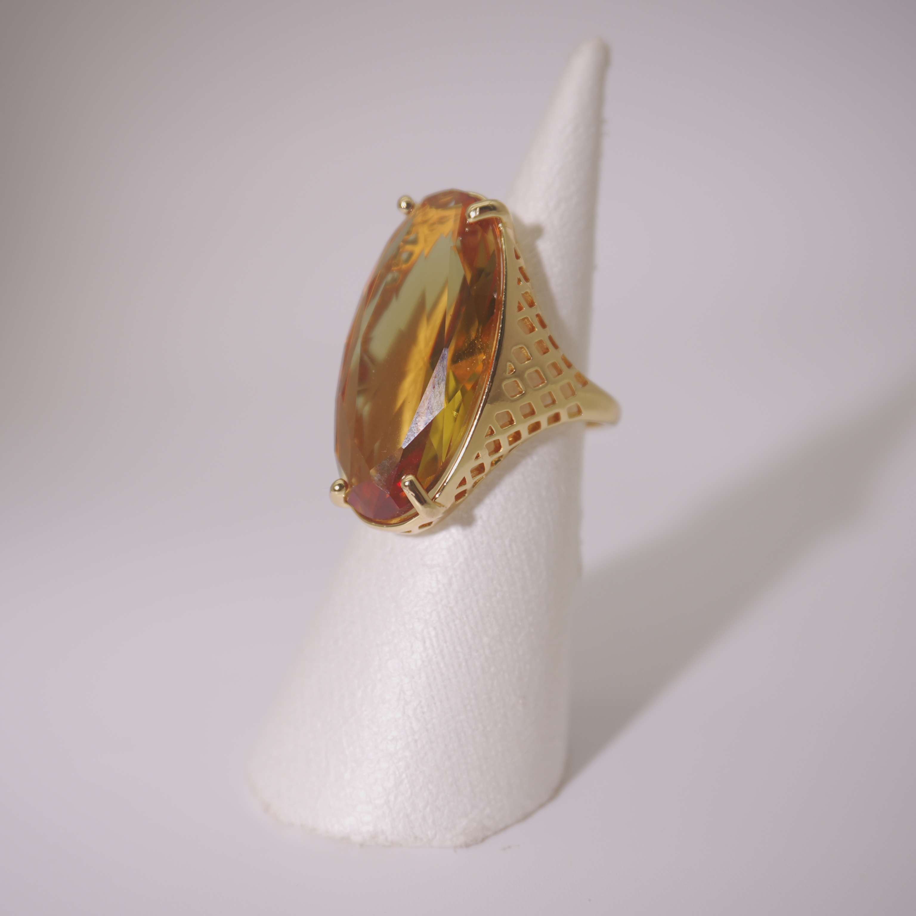 合金珐琅戒指 秀气长款百搭美拉德色变色石戒指