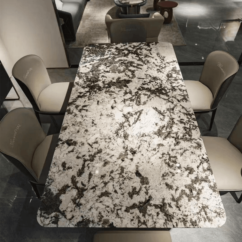 【品相A+】巴西进口雪山飞狐高端天然奢石餐桌轻奢简约家用饭桌