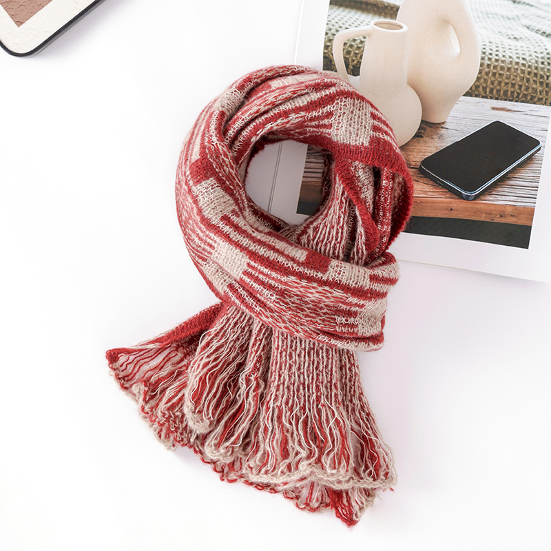 康赛妮精纺baby纯山羊绒小众拼接围巾