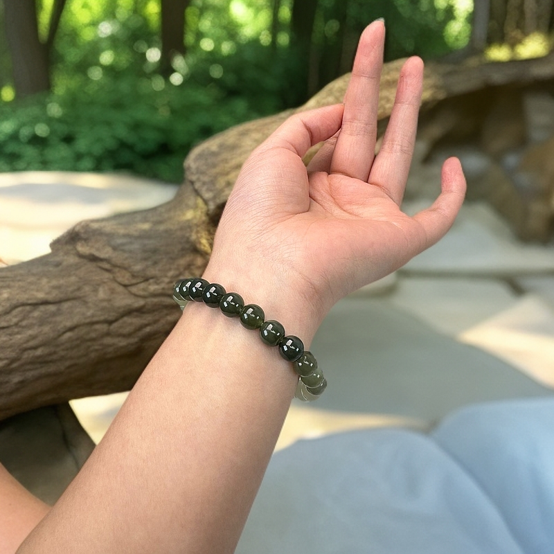 天然渐变和田玉手链卡8mm 半山半水百搭时尚手链