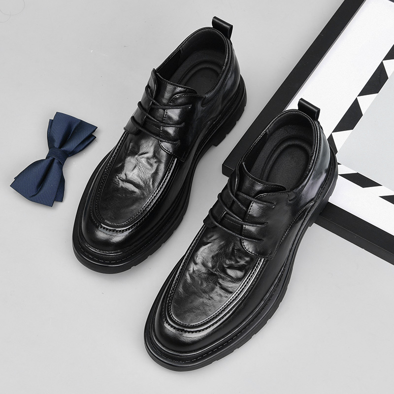 皮鞋男内增高潮流男士休闲商务正装通勤软底百搭时尚高档结婚鞋子