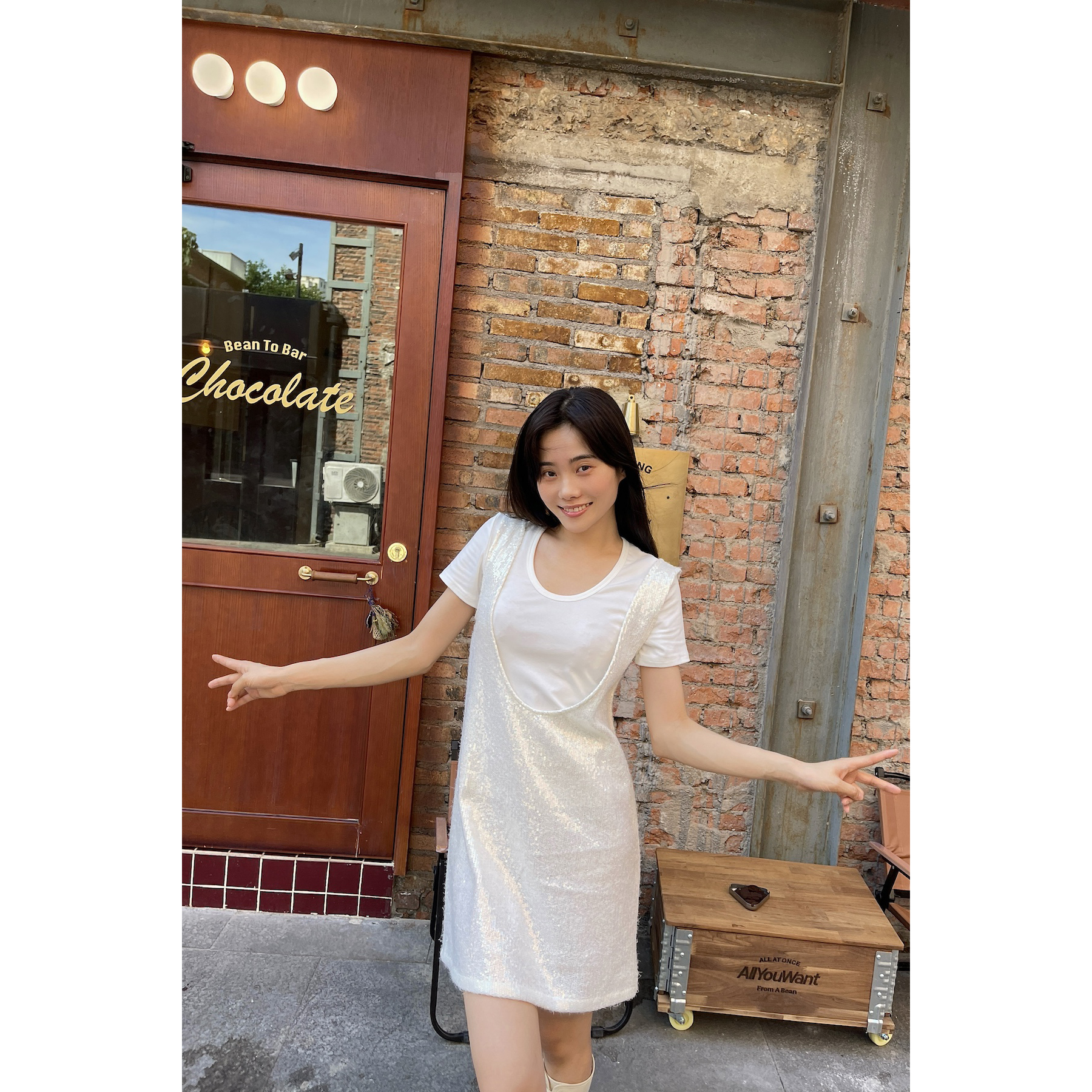 井迪儿【耀眼的你】T恤~夏季小众百搭舒适弹力U型领口修身短袖T恤2