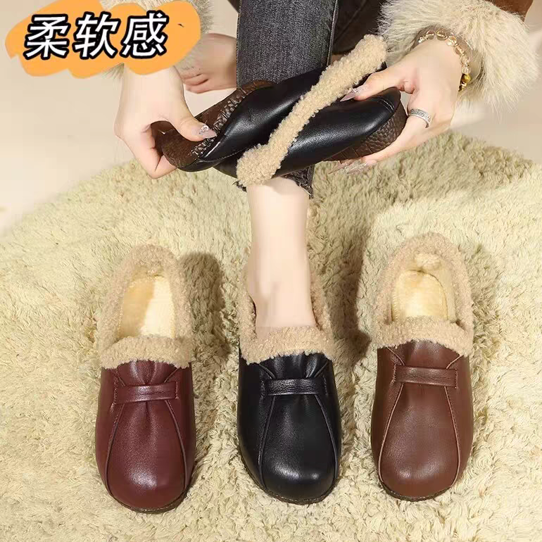 意迪森复古休闲风纯色棉鞋加绒加厚雪地靴防水软底时尚百搭豆豆靴