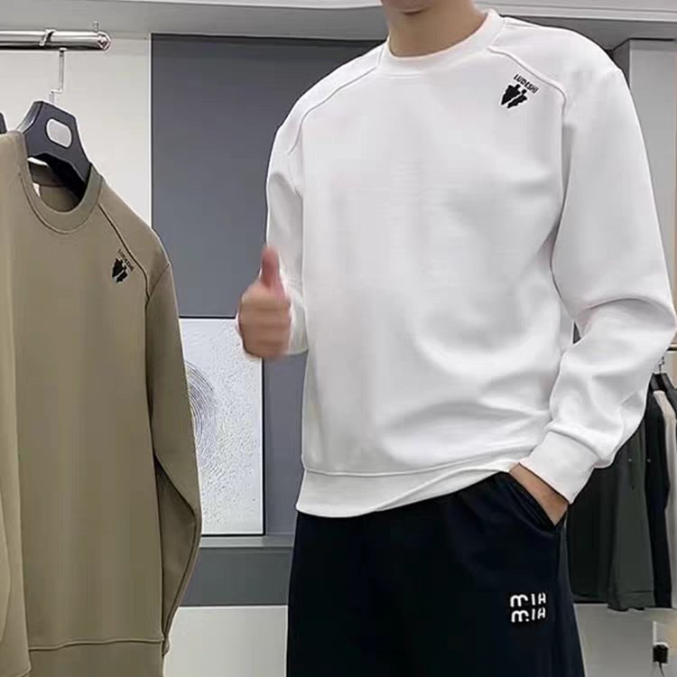 （大饼在北漂）简约字母刺绣男士长袖卫衣时尚潮流百搭长袖加绒卫衣