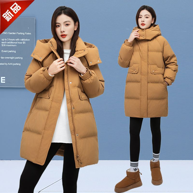 羽绒服女白鸭绒韩版宽松加厚小个子面包服连帽外套冬