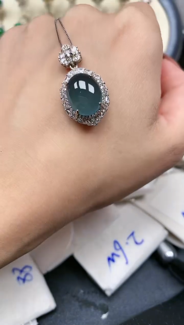 【闪购商品】翡翠颈饰银S925镶嵌1