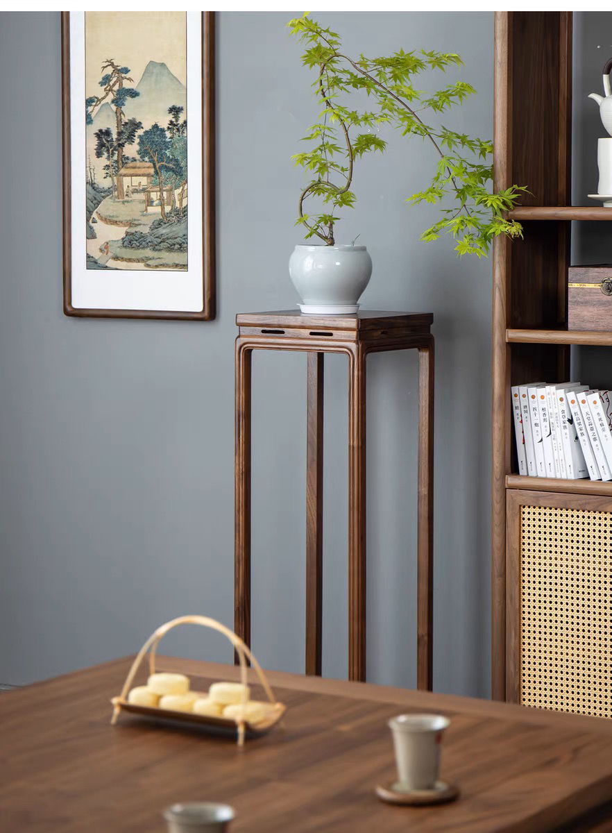 实木花架客厅落地式中式仿古家用博古阳台室内新中式茶桌禅意方几