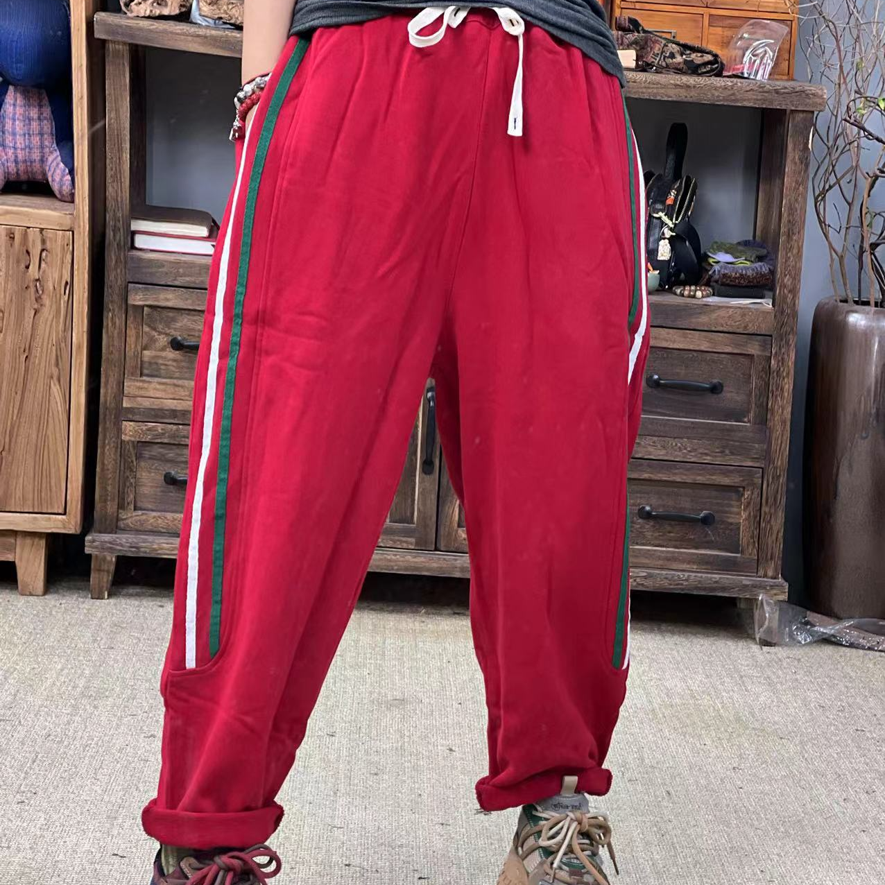 G1 秋季新品百搭休闲运动减龄女士卫裤 臀围118长90