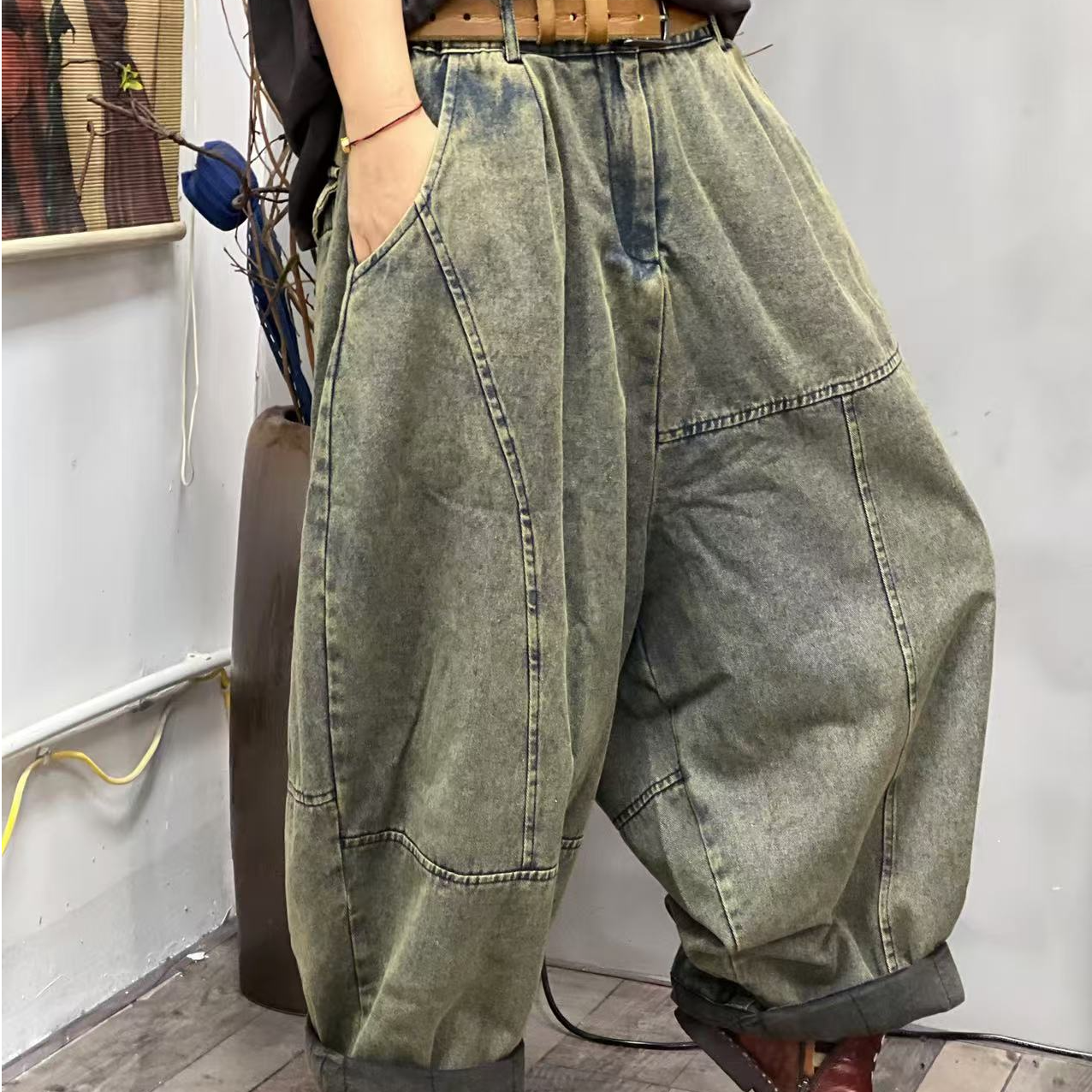 33 冬季新品休闲加棉百搭女士牛仔裤 臀围138长89